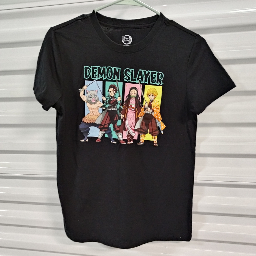 Anime Demon Slayer KIMETSU NO YAIBA GROUP PANEL Crewneck Short Sleeve T-Shirt XS